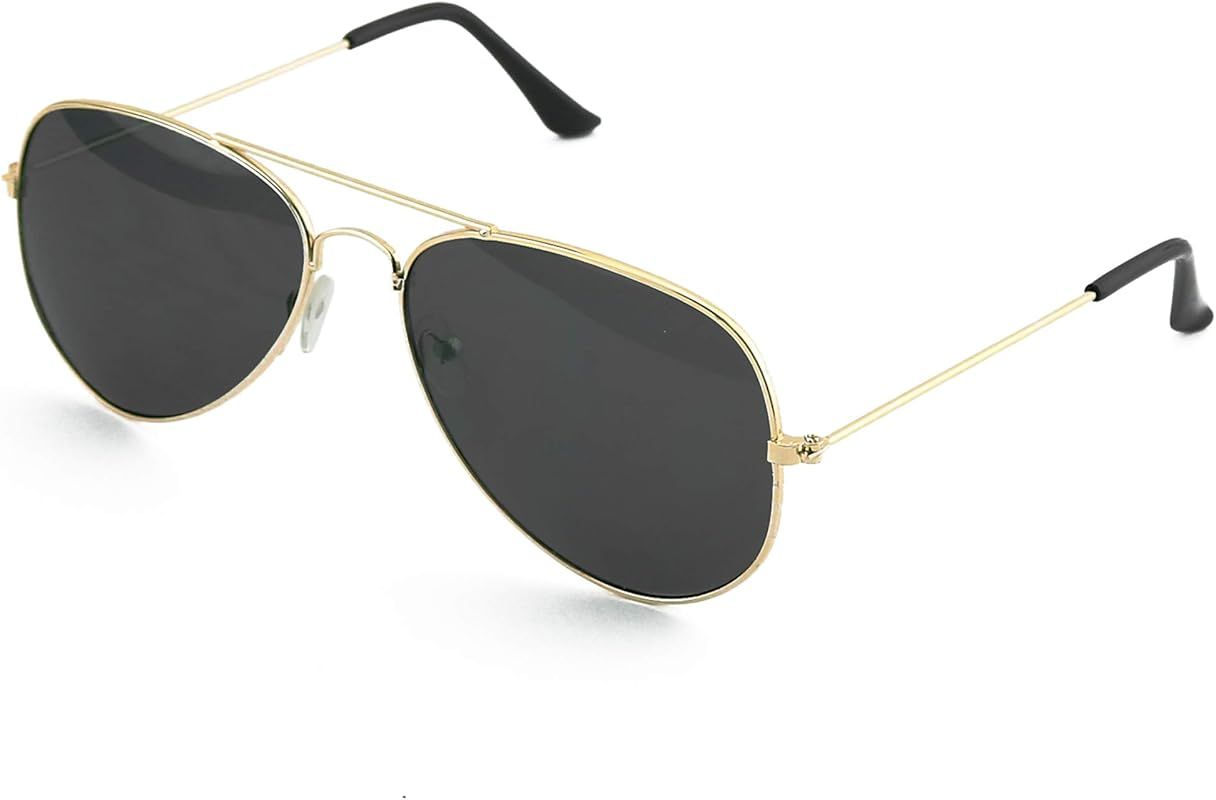 Skeleteen Black Gold Aviator Sunglasses - Military Style Dark Sun Glasses with Gold Metal Frame a... | Amazon (US)