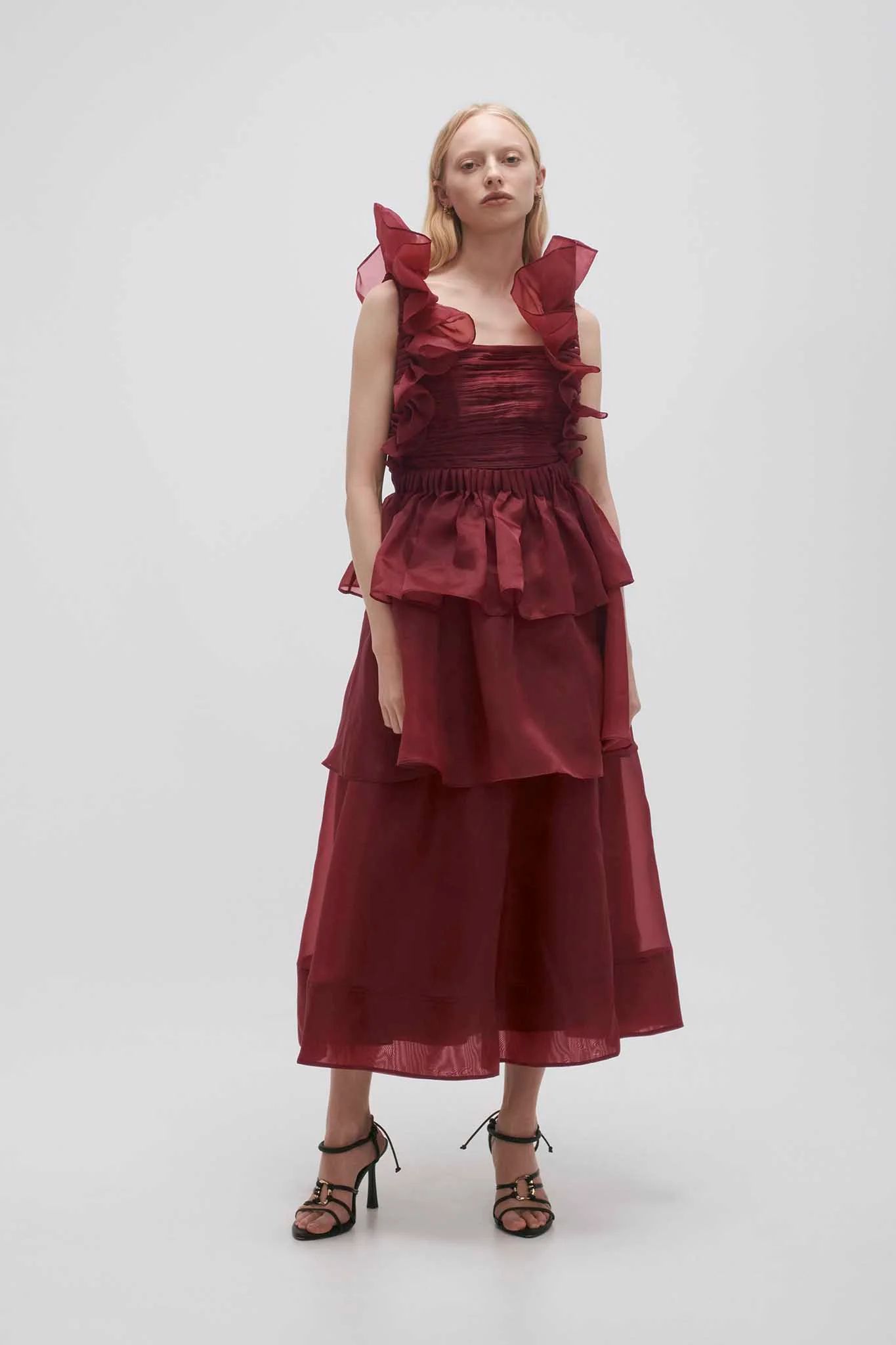 Asra Pleated Frill Midi Dress | aje. (US, UK, Europe, ROW)