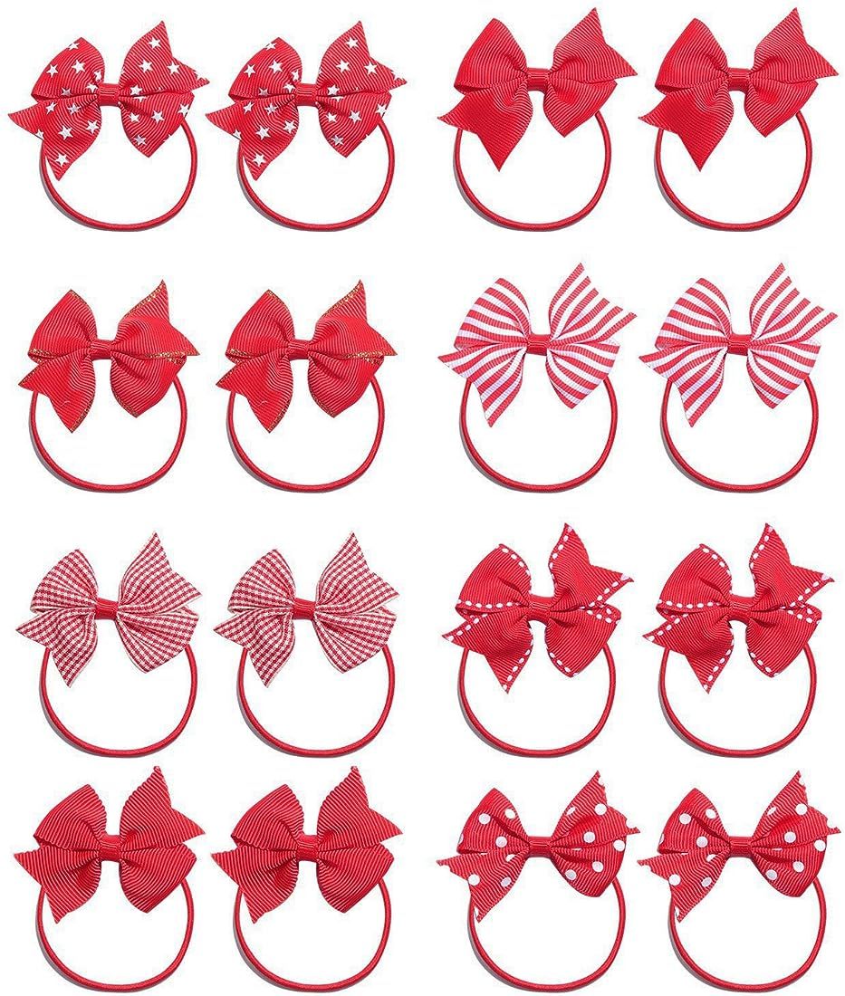 Amazon.com: KOONY Baby Girls Hair Bow Elastic Ties Ponytail Holders Hair Bands 16pc (Red) : Beaut... | Amazon (US)