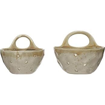 Creative Co-Op Stoneware Handles, Set of 2 Colanders, 8" L x 7" W x 5" H, Beige | Amazon (US)