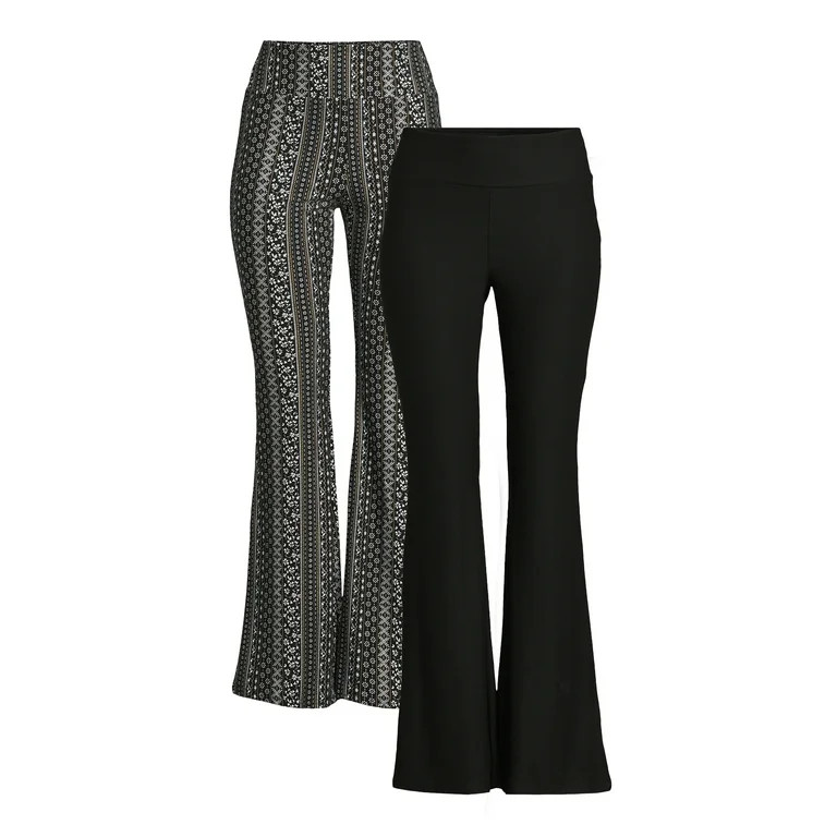 No Boundaries Juniors’ Pull On Flare Pants, 32” Inseam, 2-Pack, Sizes S-XXXL - Walmart.com | Walmart (US)