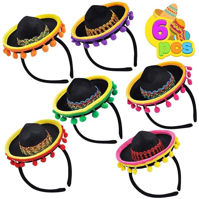 6 PCS Cinco De Mayo Fiesta Fabric Sombrero Headbands Party Costume for Fun Fiesta Hat Party Suppl... | Amazon (US)