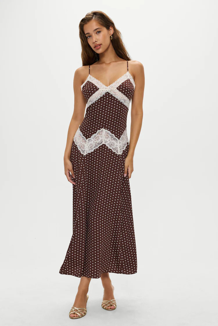 Ethereal Lace Maxi Dress - Chocolate Dot | Frankies Bikinis