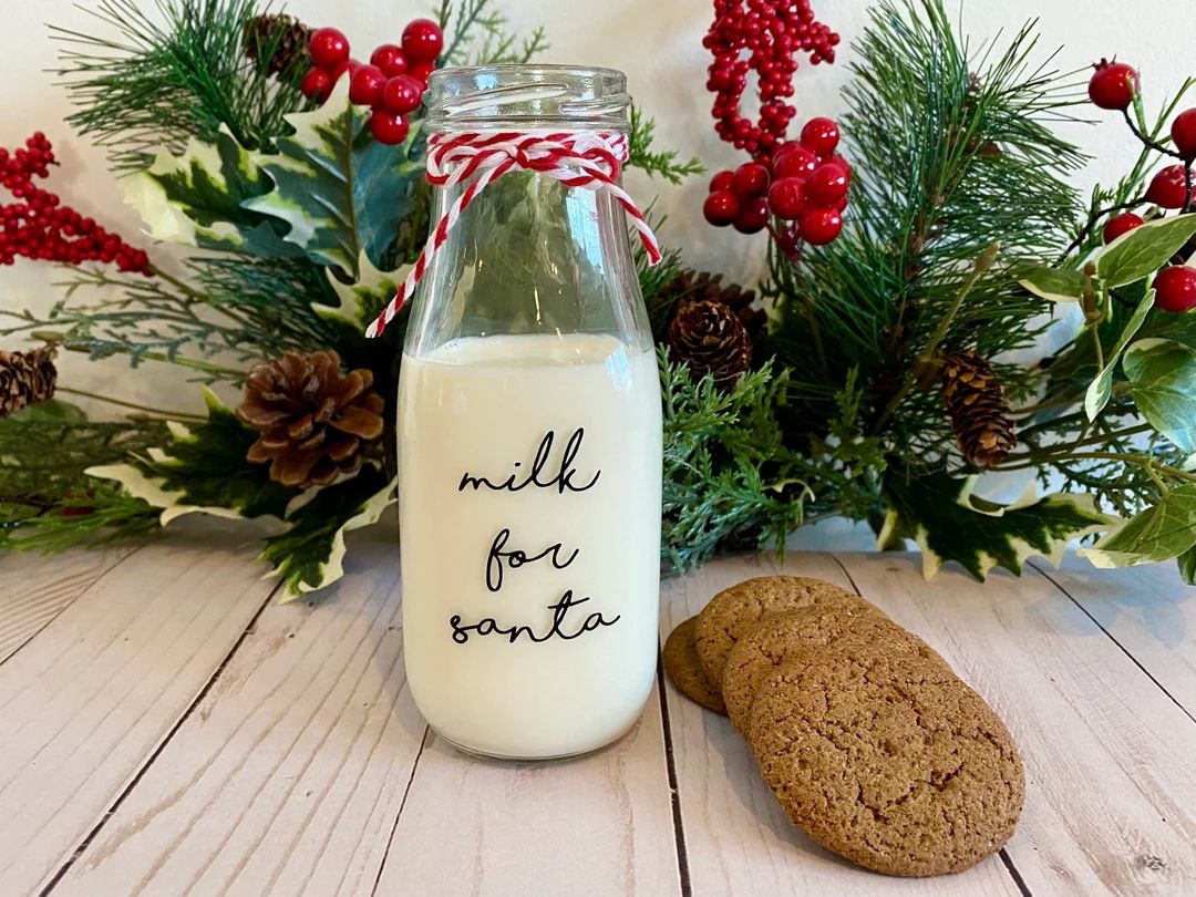 Milk for Santa Glass Bottle | Etsy (US)