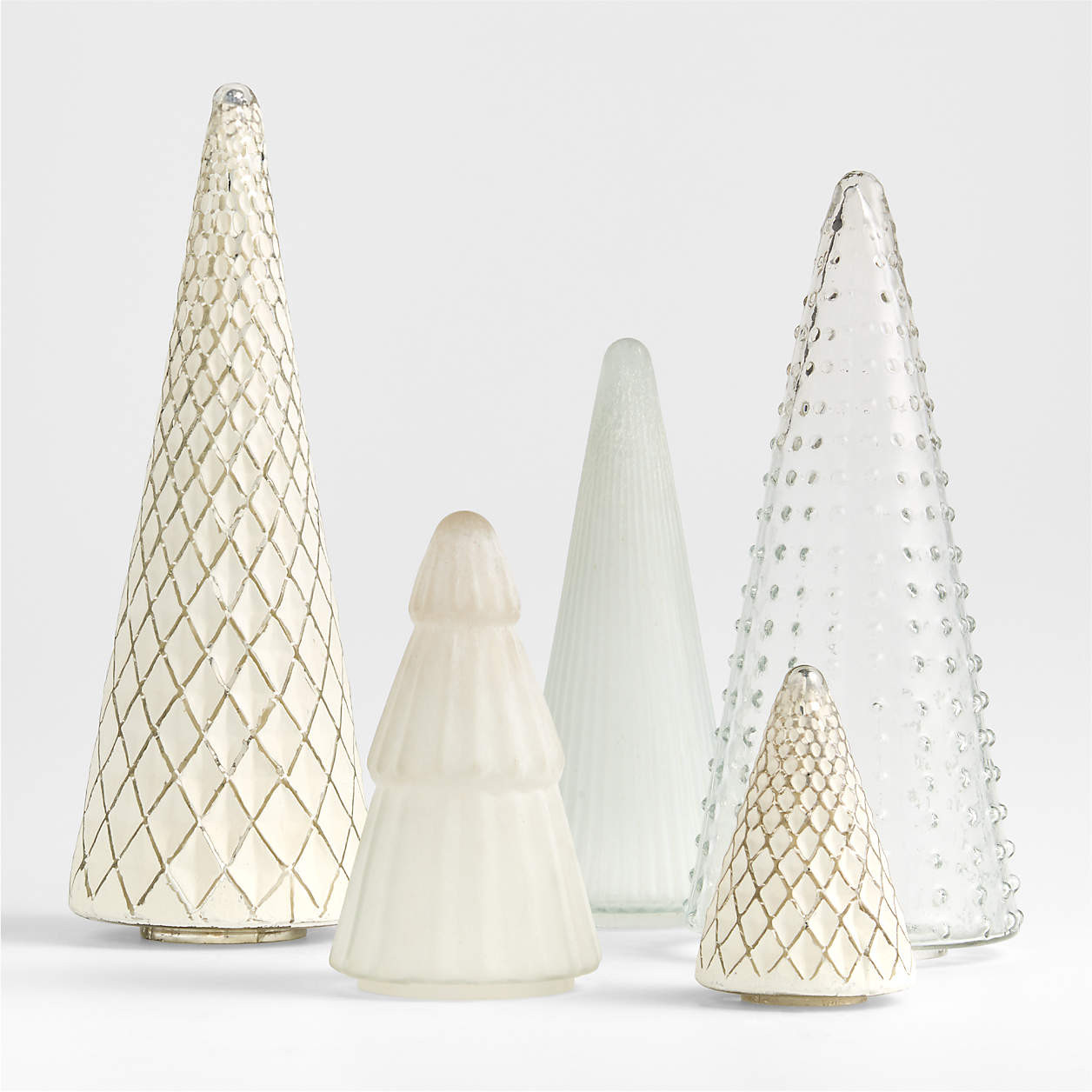 Winter Wonderland Silver Diamond Glass Holiday Tree Extra Large 18" | Crate & Barrel | Crate & Barrel