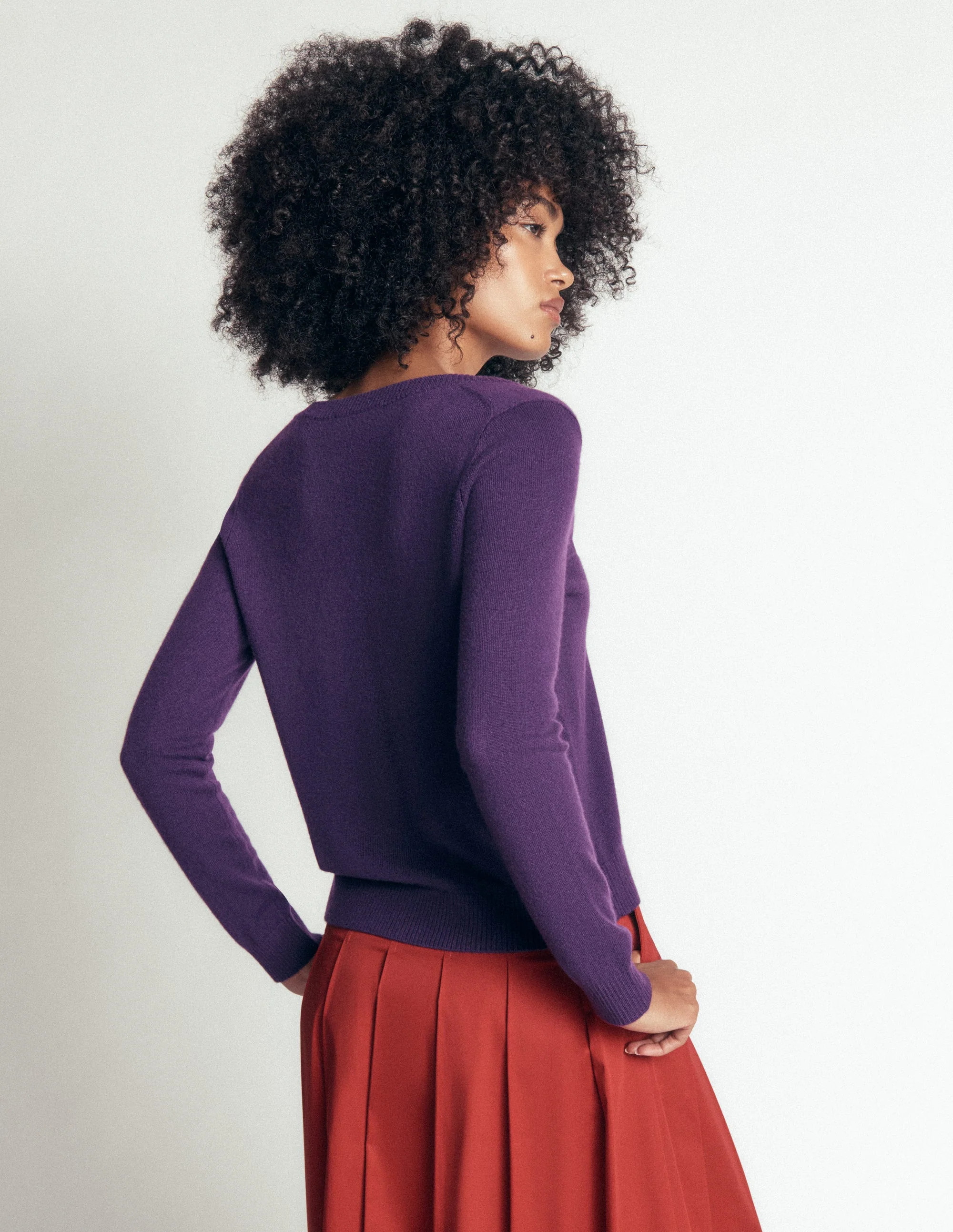 Elsie Cashmere V Neck Sweater-Deep Grape | Boden (US)