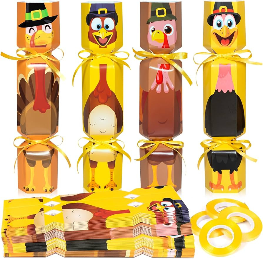 Moon Boat 50 Packs Thanksgiving No-snap DIY Turkey Design Party Table Favor Holiday Supplies | Amazon (US)