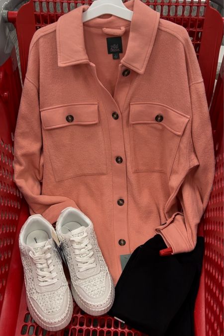 Target outfit idea with this free people shacket lookalike; oversized fit, I got my usual size small. Also got a small in these soft leggings (no compression) and a medium in the linen blend boxy tee. Sneakers fit tts. 

#LTKstyletip #LTKunder50