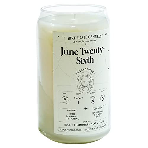 Birthdate Candles, June 26 - Cancer Zodiac Scented Candles Birthday Gift - Rose, Chamomile & Ylan... | Amazon (US)