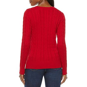 St. John's Bay Womens Cable Crew Neck Long Sleeve Pullover Sweater | JCPenney