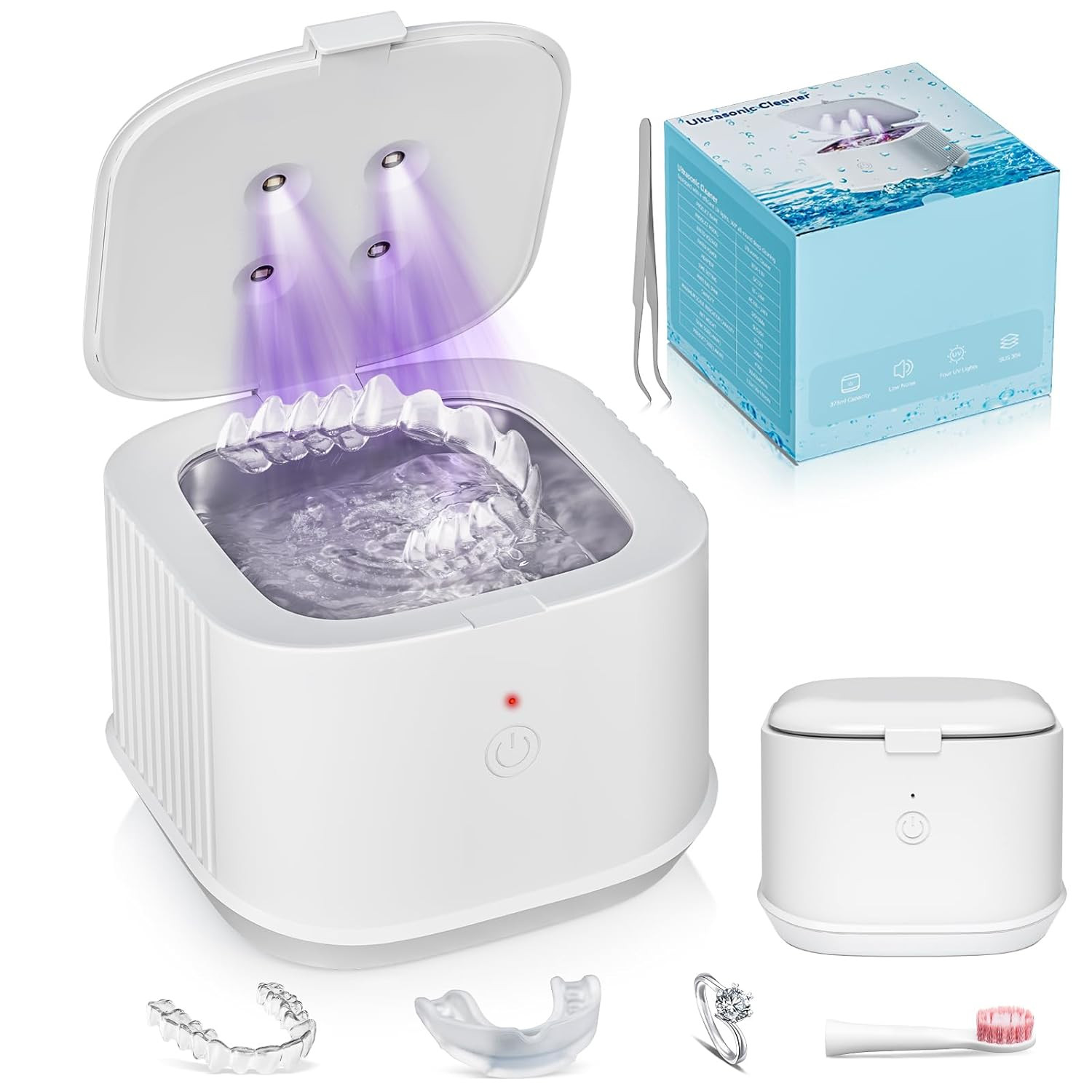 Ultrasonic Retainer Cleaner,50kHz Ultrasonic Denture Cleaner Machine for Aligner, Night guard, Br... | Amazon (US)