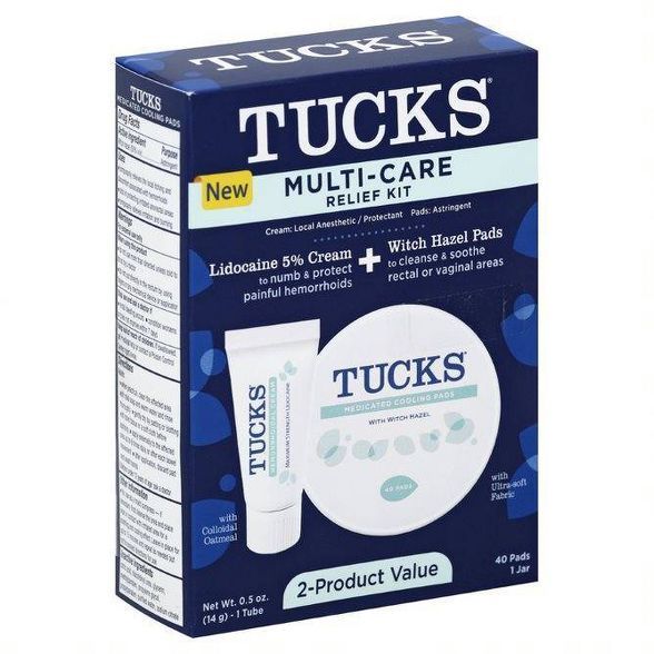 Tucks Multi-Care Relief Kit Witch Hazel Pads - 40ct & Lidocaine Cream - 0.5oz | Target