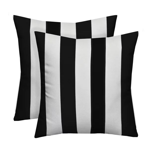 RSH Décor Indoor Outdoor Set of 2 Square Throw Pillows Weather Resistant  17" x 17", Black & Whi... | Walmart (US)