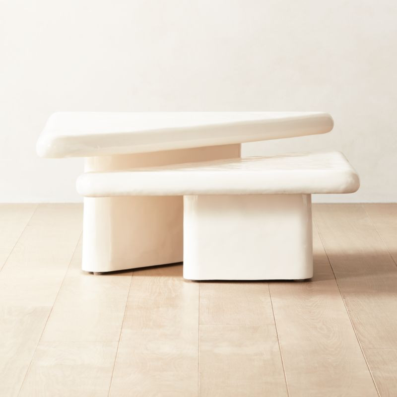 Vayle White Concrete 2-piece Coffee Table Set | CB2 | CB2