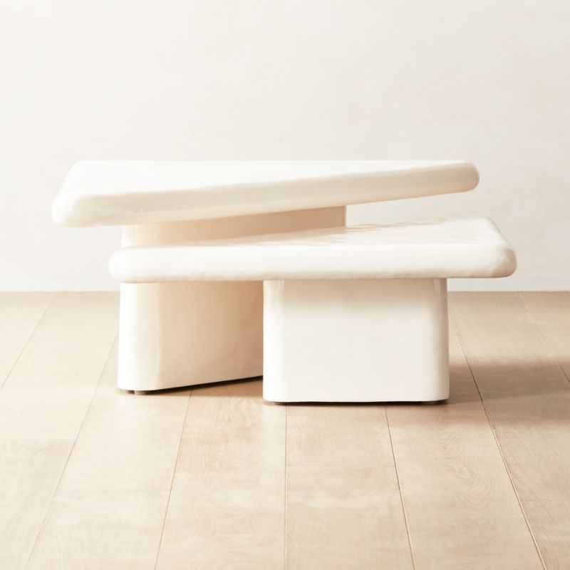 Vayle White Concrete 2-piece Coffee Table Set + Reviews | CB2 | CB2