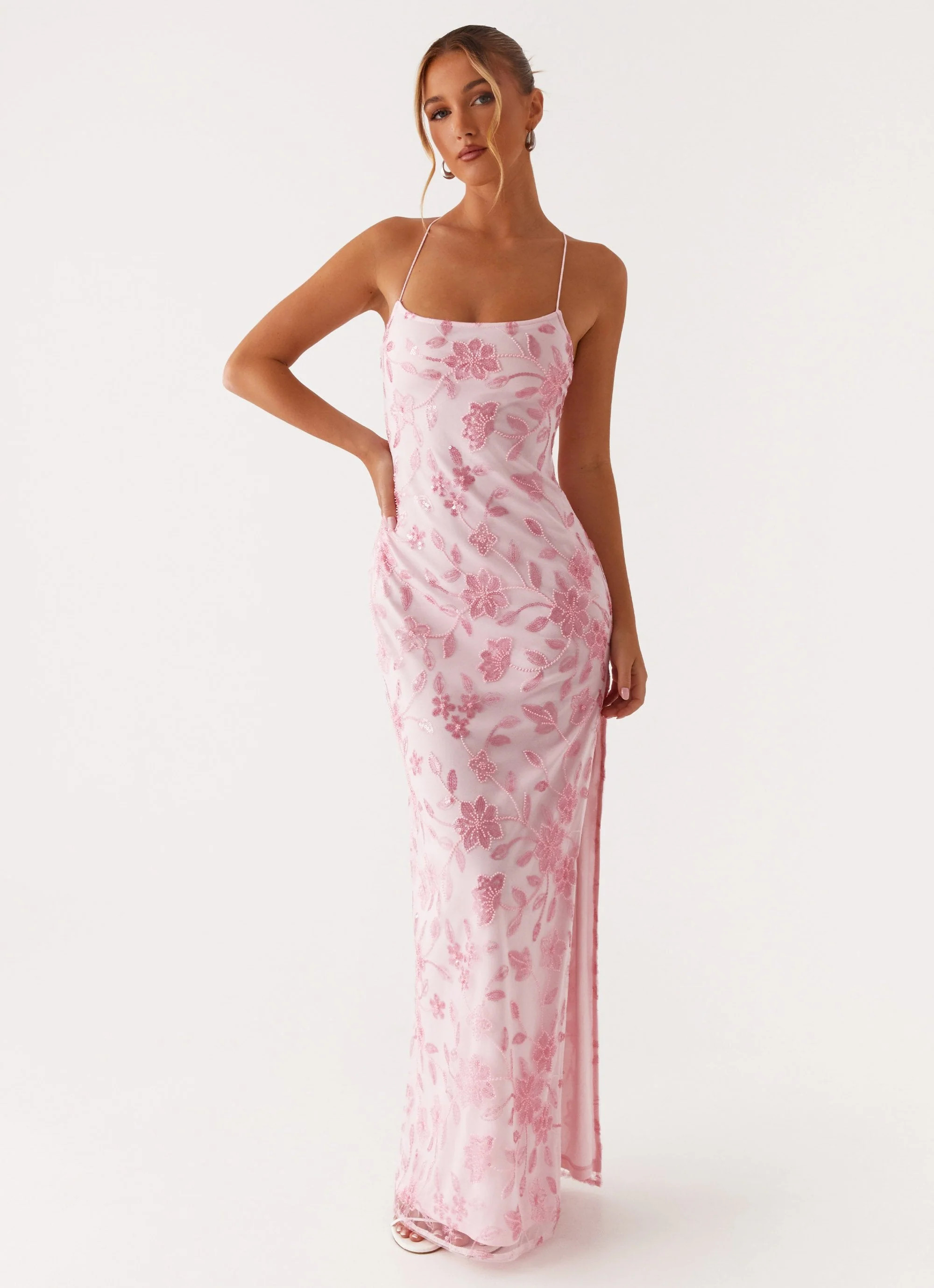 Bright Lights Beaded Maxi Dress - Pink | Peppermayo (Global)
