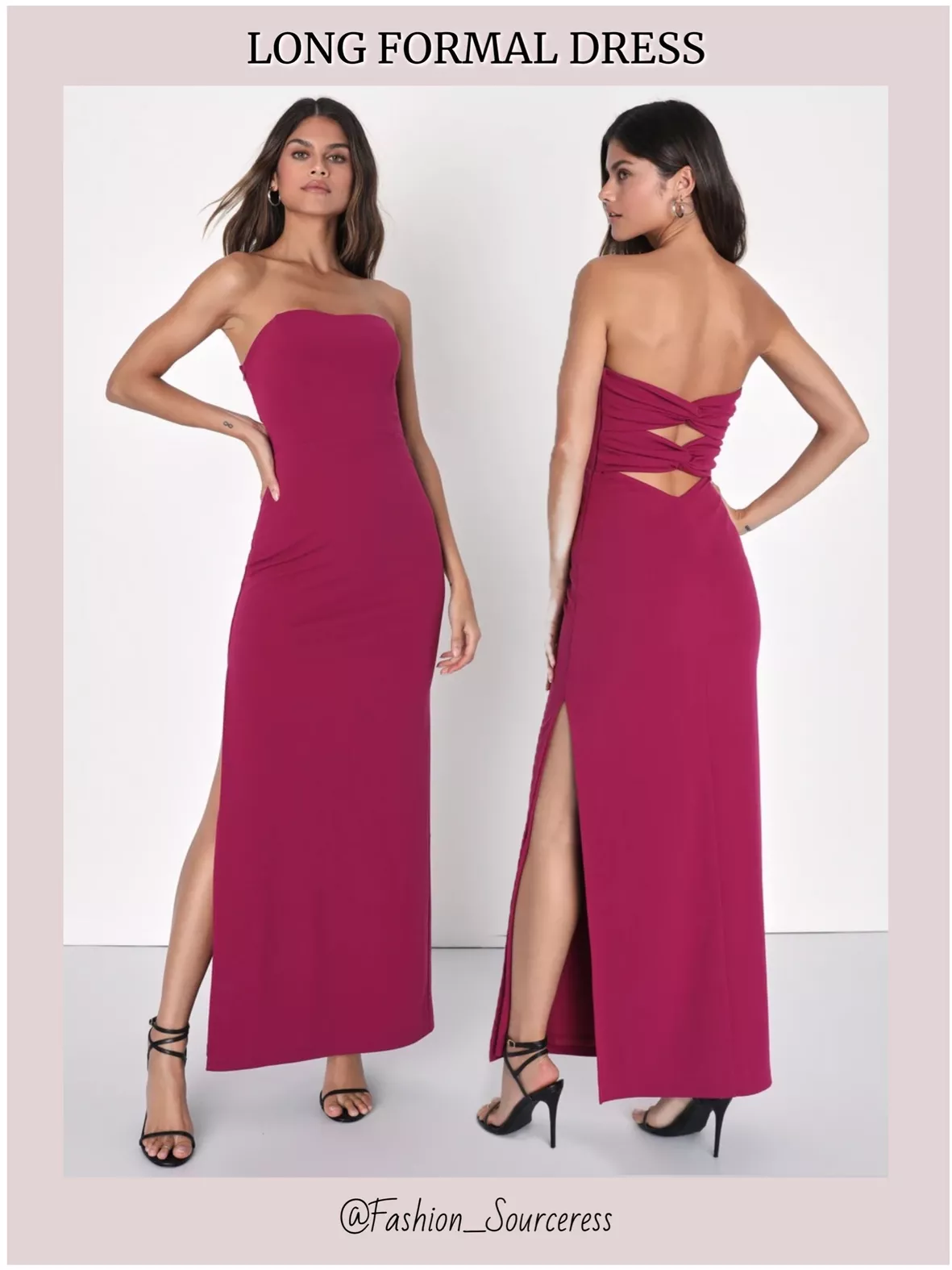 Elaborate Excellence Hot Pink Strapless Bodycon Maxi Dress