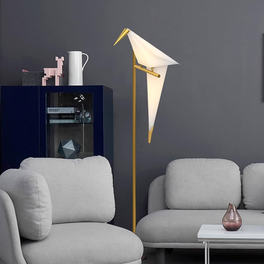 Modern Bird Floor Lamp, Gold Crane Bird Swing Floor Light Fixtures for Bedroom Dining Living Room... | Amazon (US)