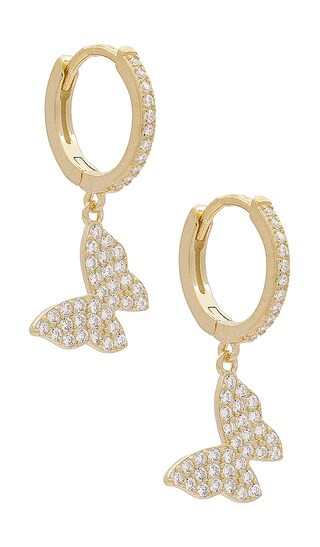 Pave Butterfly Huggies in Gold | Revolve Clothing (Global)