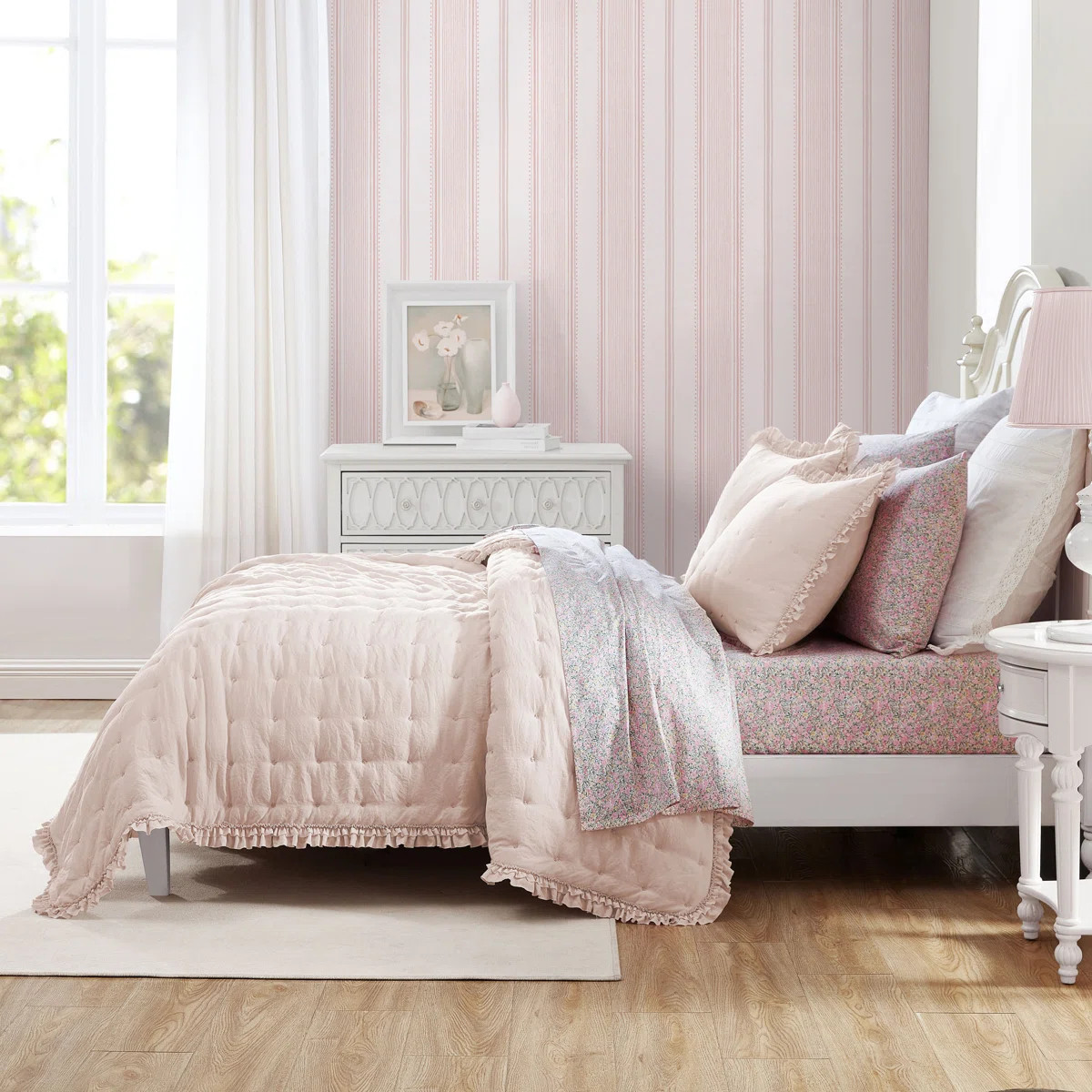 Laura Ashley Hailee Solid Pink Cozy Quilt Set & Reviews | Wayfair | Wayfair North America