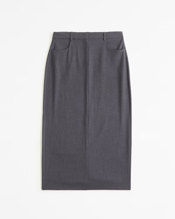 Women's Mid Rise Tailored Back-Slit Maxi Skirt | Women's Clearance | Abercrombie.com | Abercrombie & Fitch (US)