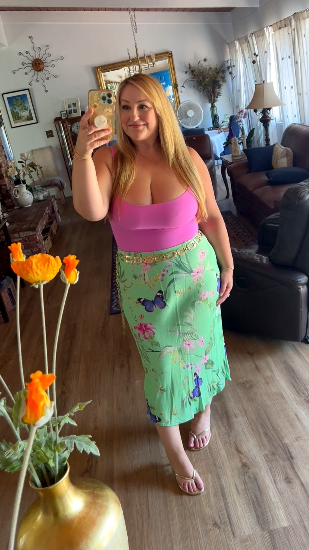 Summer vibes with a fun midi slip skirt and bodysuit 
Wearing size L bodysuit and size L skirt
Linked same items but different colors/patterns

#LTKSeasonal #LTKootd #LTKMidsize