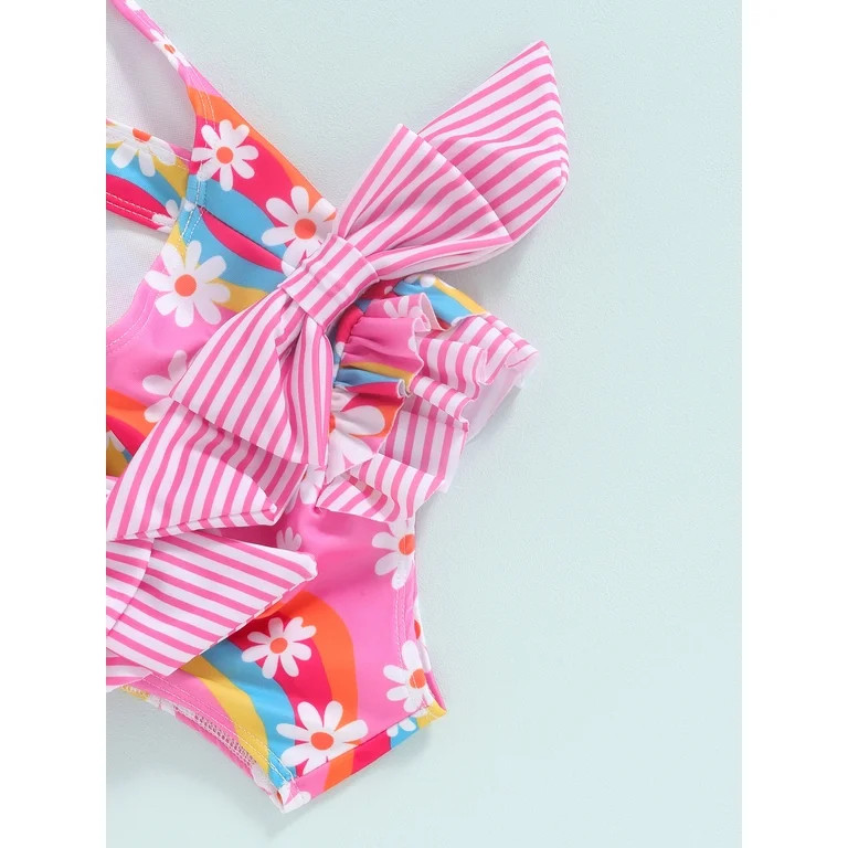 Toddler Baby Girl One Piece Swimsuit Floral Strap Sleeveless Bathing Suit Backless Ruffles Swimwe... | Walmart (US)