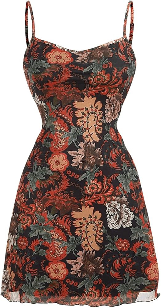 Milumia Women's Vintage 90s Mini Dress Lettuce Trim Mesh Short Dress | Amazon (US)