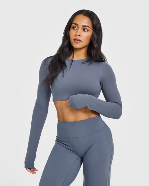 SoftMotion™ Long Sleeve Crop Top 
 Granite Blue | Oner Active (UK / US)