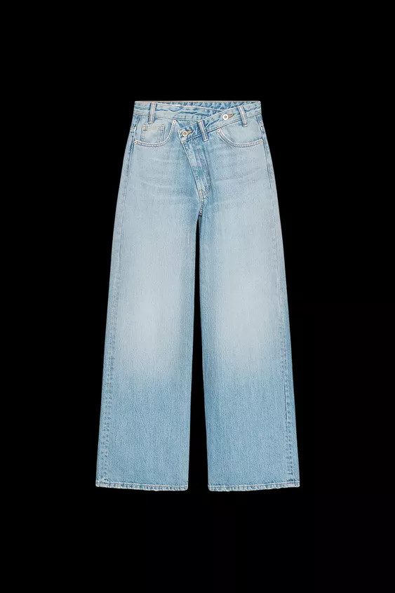 TRF WIDE-LEG HIGH-WAIST JEANS WITH CROSSOVER WAIST | Zara UK