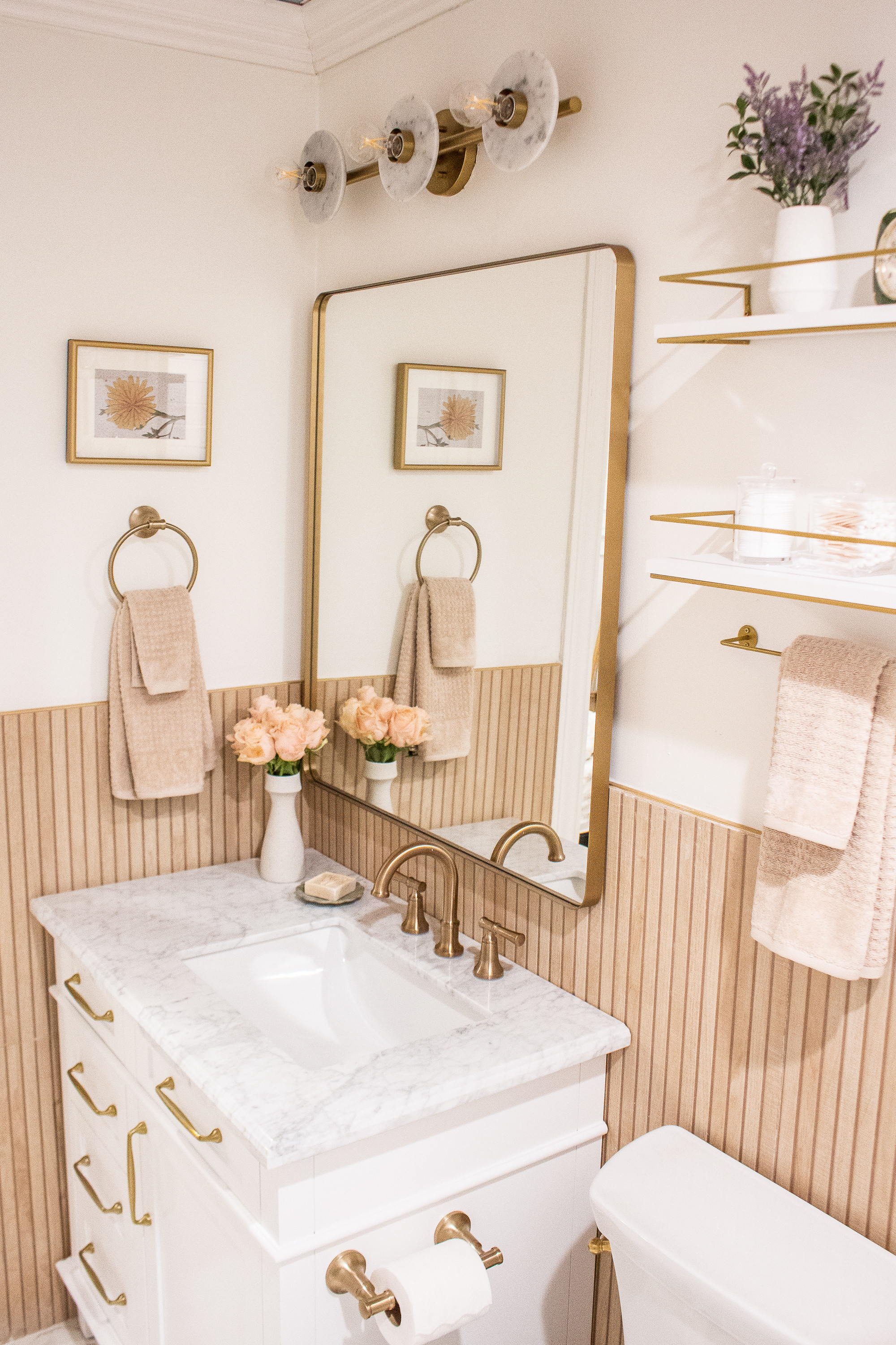 Bathroom refresh with warm neutrals and brass accents.
This space feels so elevated but still timeless — soft textures, clean lines, and simple styling make a small bathroom feel intentional and pulled together. Saving this look for anyone planning a bathroom update, powder room refresh, or neutral home decor inspiration.

#LTKSeasonal #LTKFindsUnder50 #LTKHome