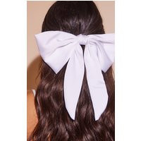 White Long Satin Hair Bow | PrettyLittleThing CAN