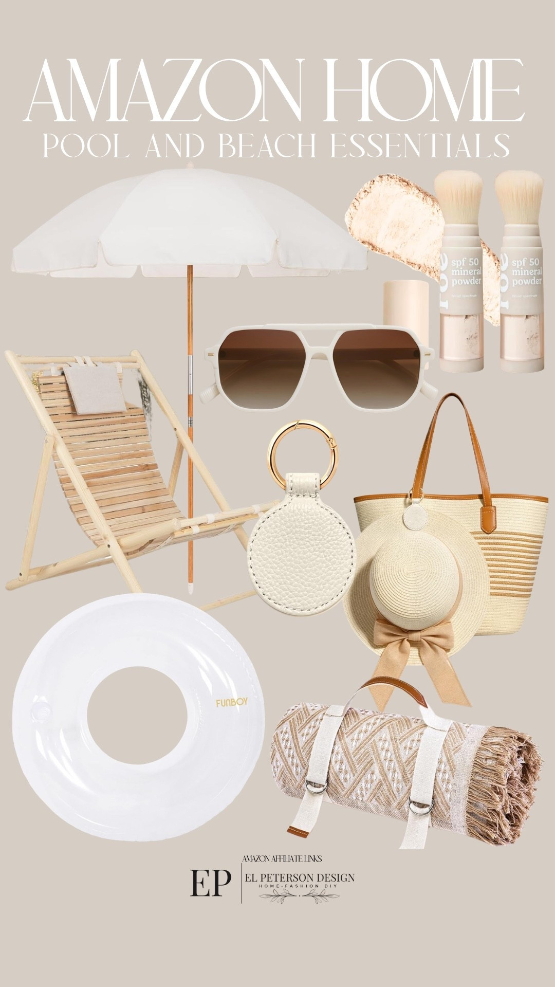 Amazon
Pool and Beach Essentials
Outdoor Chairs
Sunglasses
Floats
Beach blanket
Outdoor umbrella
Tote bag 

#LTKHome