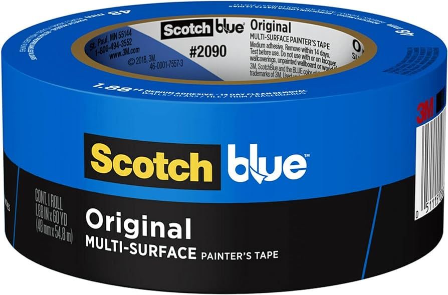 ScotchBlue Original Painter's Tape, 1.88 In. x 60 Yd, 1 Roll, Blue, Protects Surfaces and Removes... | Amazon (US)