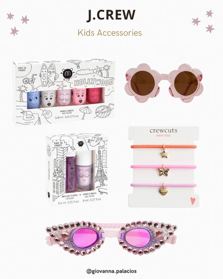 J.Crew Kids Accessories
Kids nail polish 
Hair ties 
Kids goggles 
Girls sunglasses 
Girls accessories 

#LTKunder50 #LTKkids #LTKFind