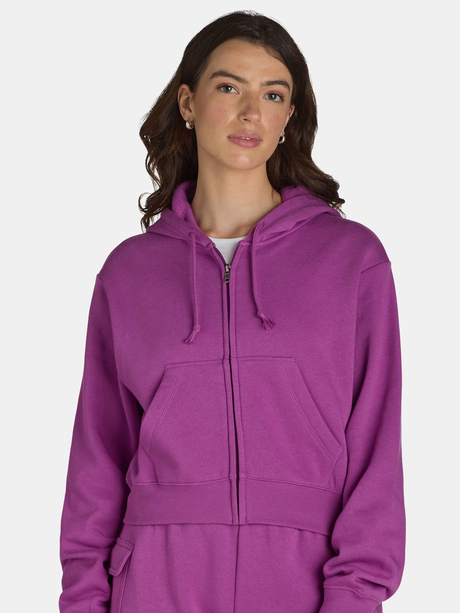 No Boundaries Cropped Zip Front Hoodie, Women’s and Women’s Plus | Walmart (US)