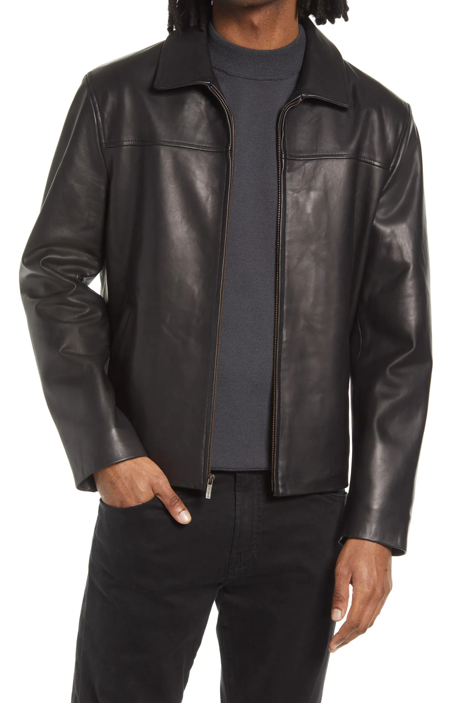 Smooth Lamb Leather Collared Jacket | Nordstrom