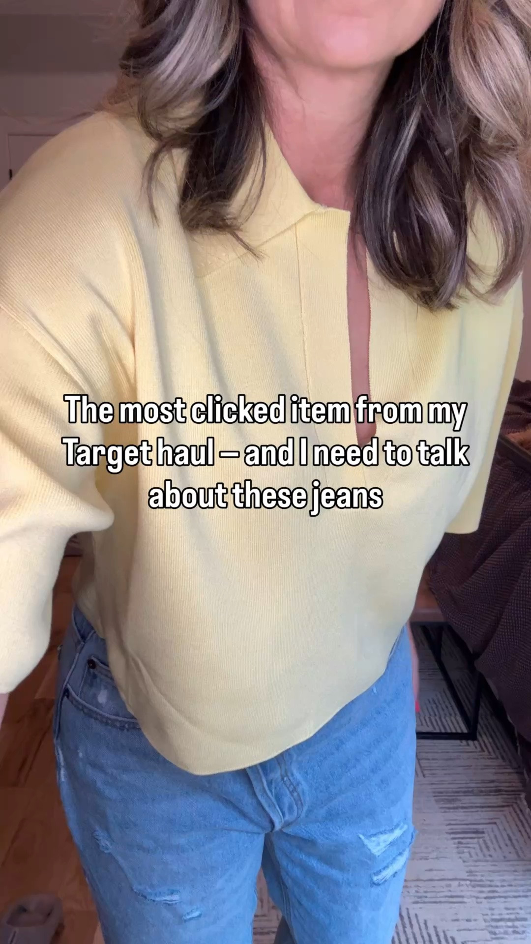 The most clicked item from my KBB haul gets its own spotlight. The Dylan Jean — $55, straight leg, asymmetrical waist, relaxed through the hips. Zara for Target energy. Styled with the buttery yellow top from the same line. 🖤

#LTKootd #LTKmomlife #LTKOver40