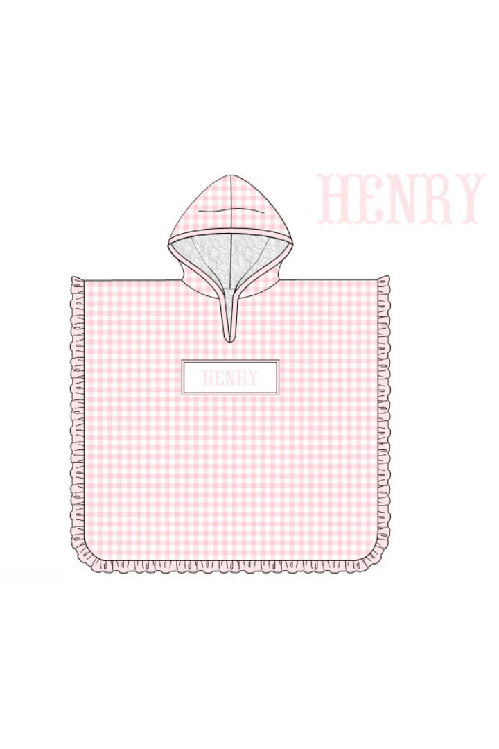 Pre-Order Custom Hand Smocked Name Pink Gingham Coverup | The Smocked Flamingo