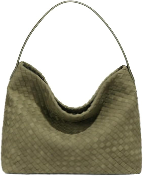 Women's Woven Shoulder Bag Handbags PU Leather Tote Bag Top-handle Shoulder Bag Soft Vegan Undera... | Amazon (US)