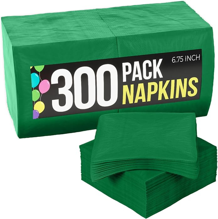 Party Solids Emerald Green Paper Napkins Disposable Everyday 300 Pcs 2 Ply Green Dinner Napkins B... | Amazon (US)