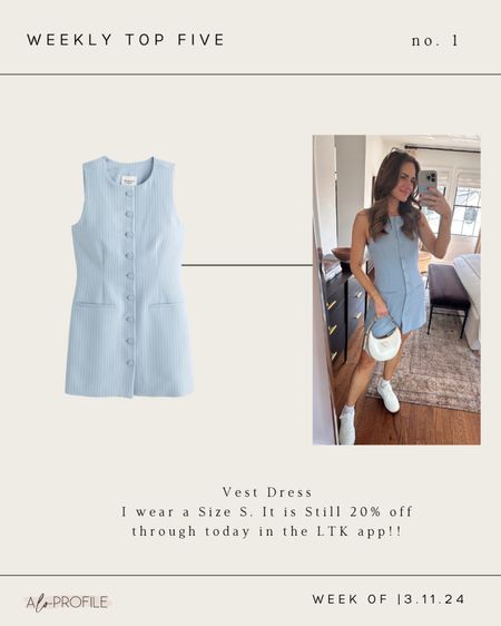 Weekly top 5// vest dress! Perfect spring dress, comes in other colors I’m in a S. On sale today!! 

#LTKSeasonal #LTKSpringSale #LTKsalealert