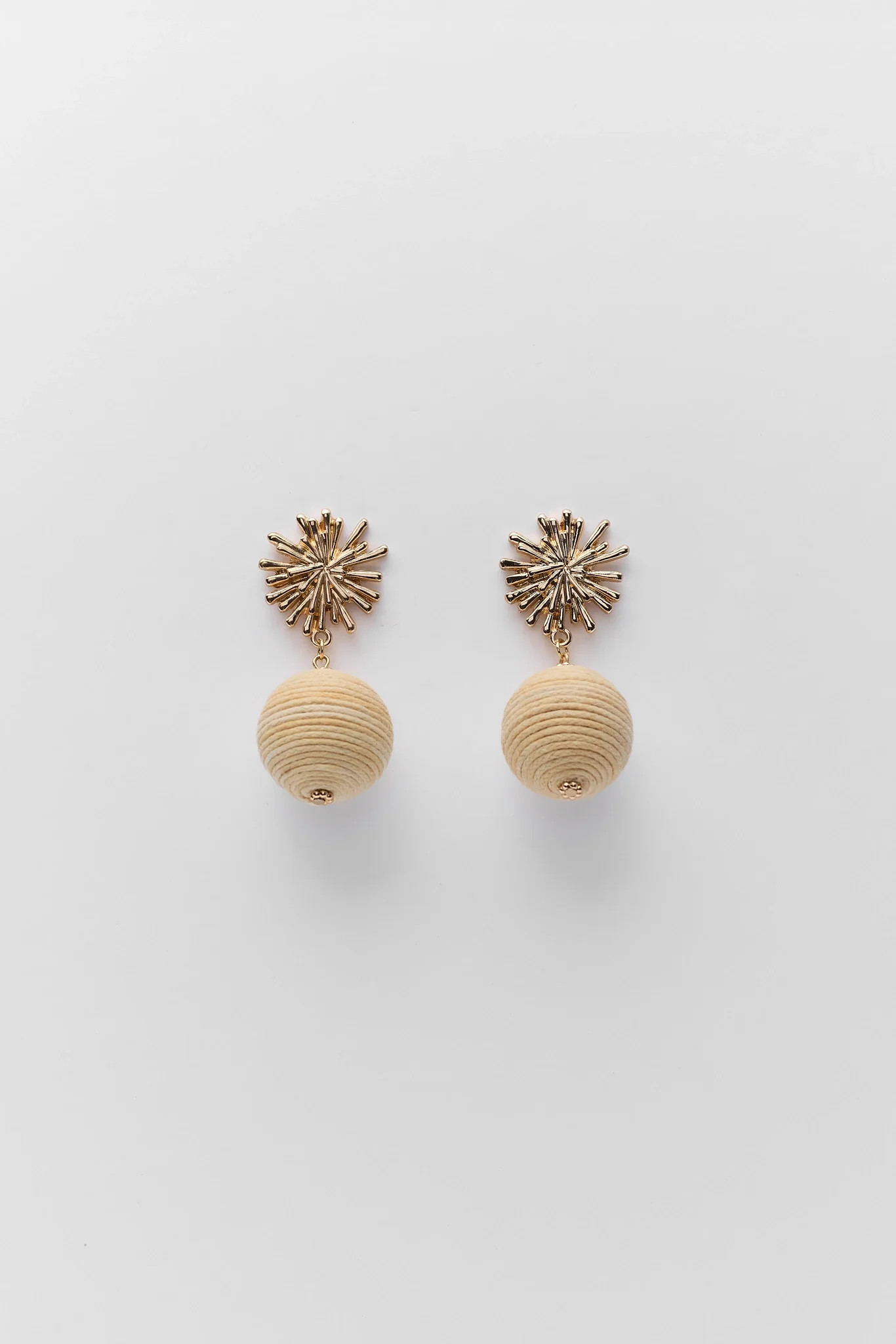 Gold Burst Raffia Drop Earrings | Avara