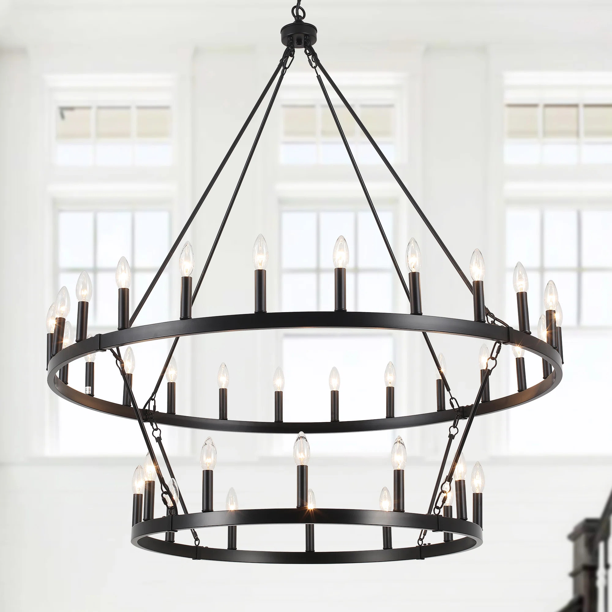 Gracie Oaks Bralen 36 - Light Dimmable Wagon Wheel Chandelier | Wayfair | Wayfair North America