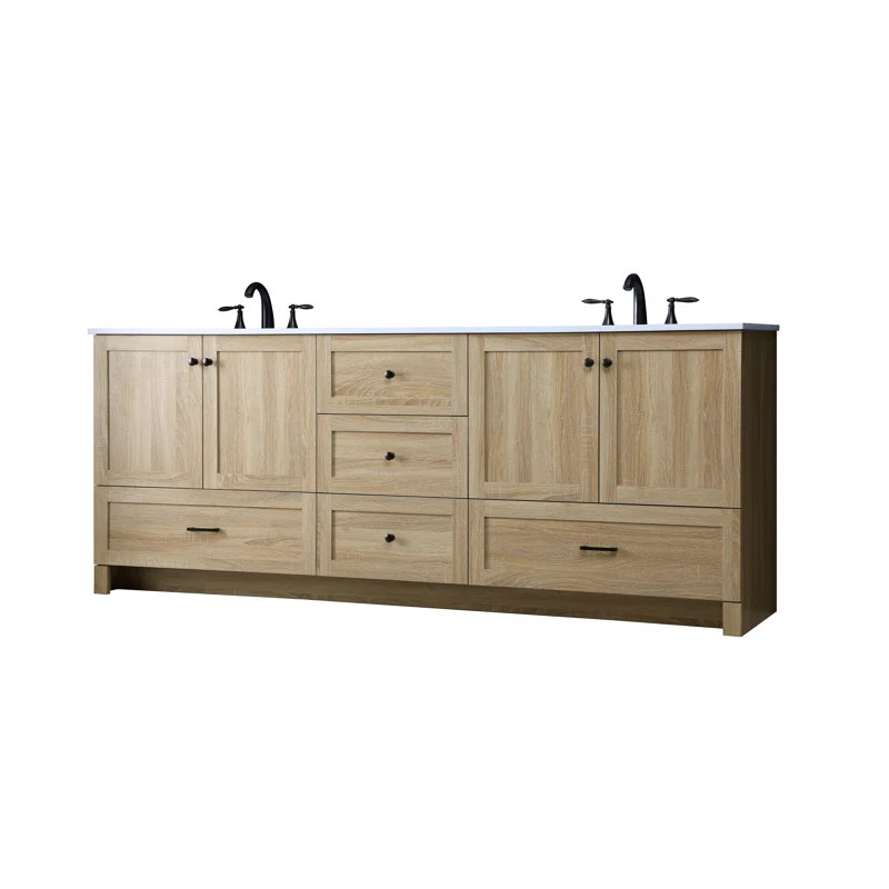 Hokku Designs 84 Inch Double Bathroom Vanity In Mango Wood | Wayfair | Wayfair North America