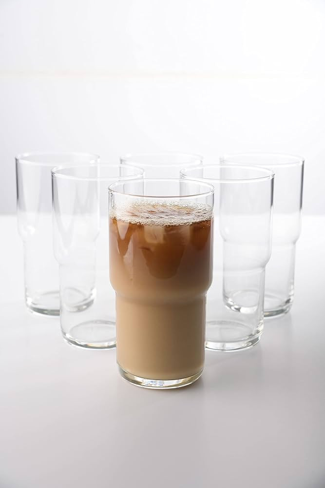 LEMONSODA Iced Coffee Glasses - Set of 6 (630 mL) Stackable Cups For Any Drink | Amazon (US)