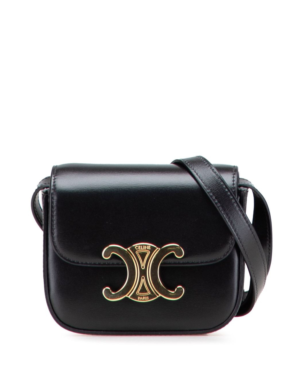 Celine Pre-Owned 2022 Mini Shiny Calfskin Triomphe crossbody bag - Black | Farfetch Global