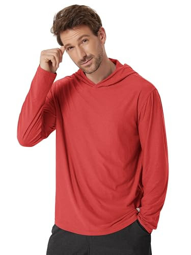 ODODOS Men's Long Sleeve Hoodie - odSTRATUM Tech Performance Pullover - Ultra Soft Moisture Wicking UPF 50+ Top, Red Heather, XX-Large | Amazon (US)