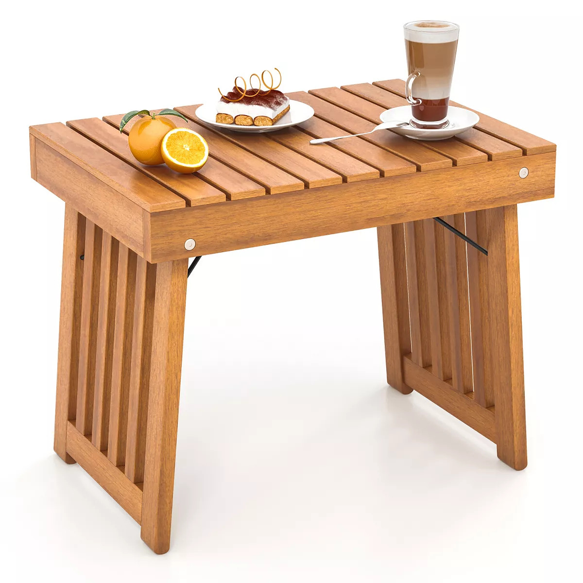 Tangkula Outdoor Folding Side Table Patio Acacia Wood End Table w/ Slatted Tabletop | Target