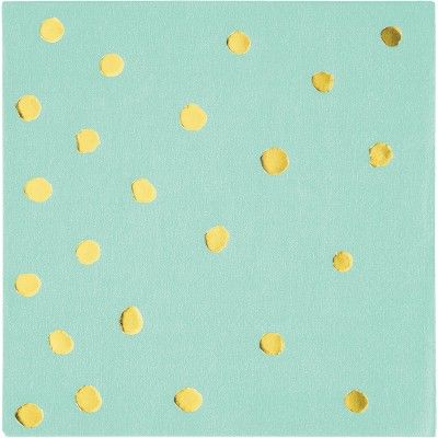 16ct Creative Converting Fresh Mint Green and Gold Foil Dot Cocktail Beverage Napkins | Target